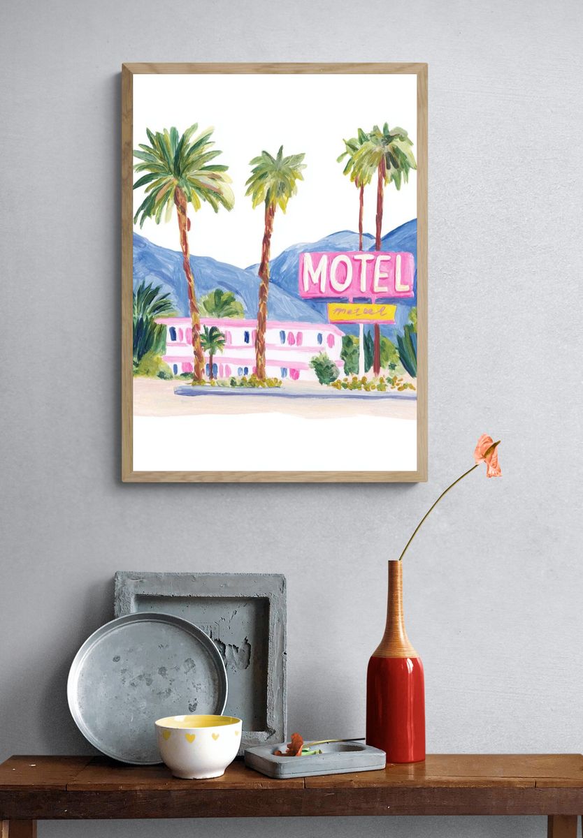 Retro Motel Illustration Poster. — room view 3
