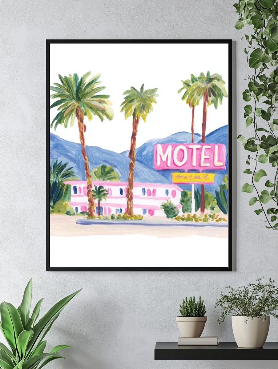 Retro Motel Illustration Poster. — room view 4