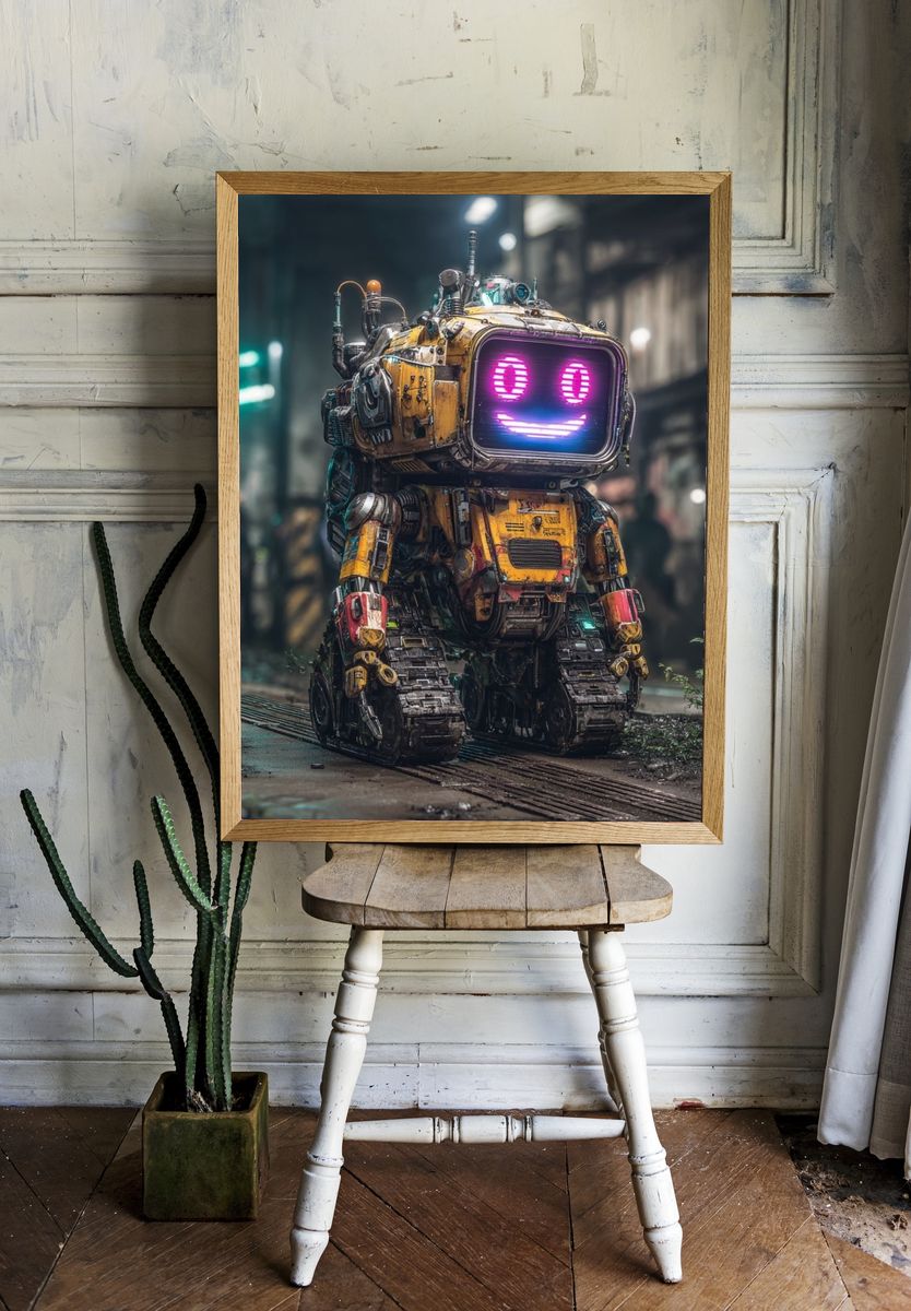 Neon Robot Companion Sci-Fi Poster. — room view 1