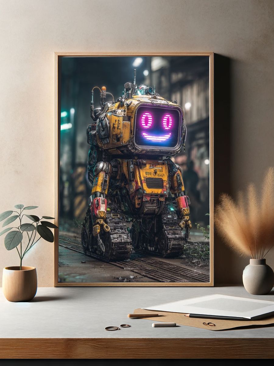 Neon Robot Companion Sci-Fi Poster. — room view 2