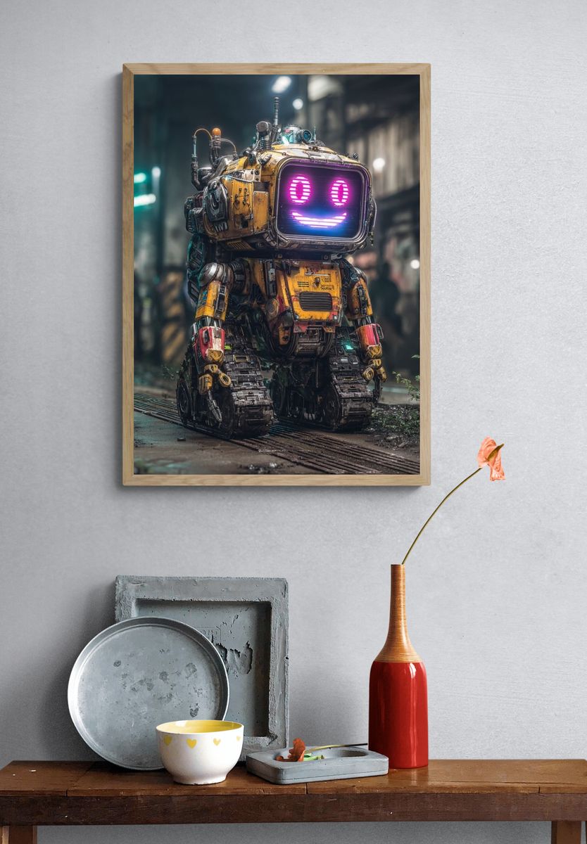 Neon Robot Companion Sci-Fi Poster. — room view 3