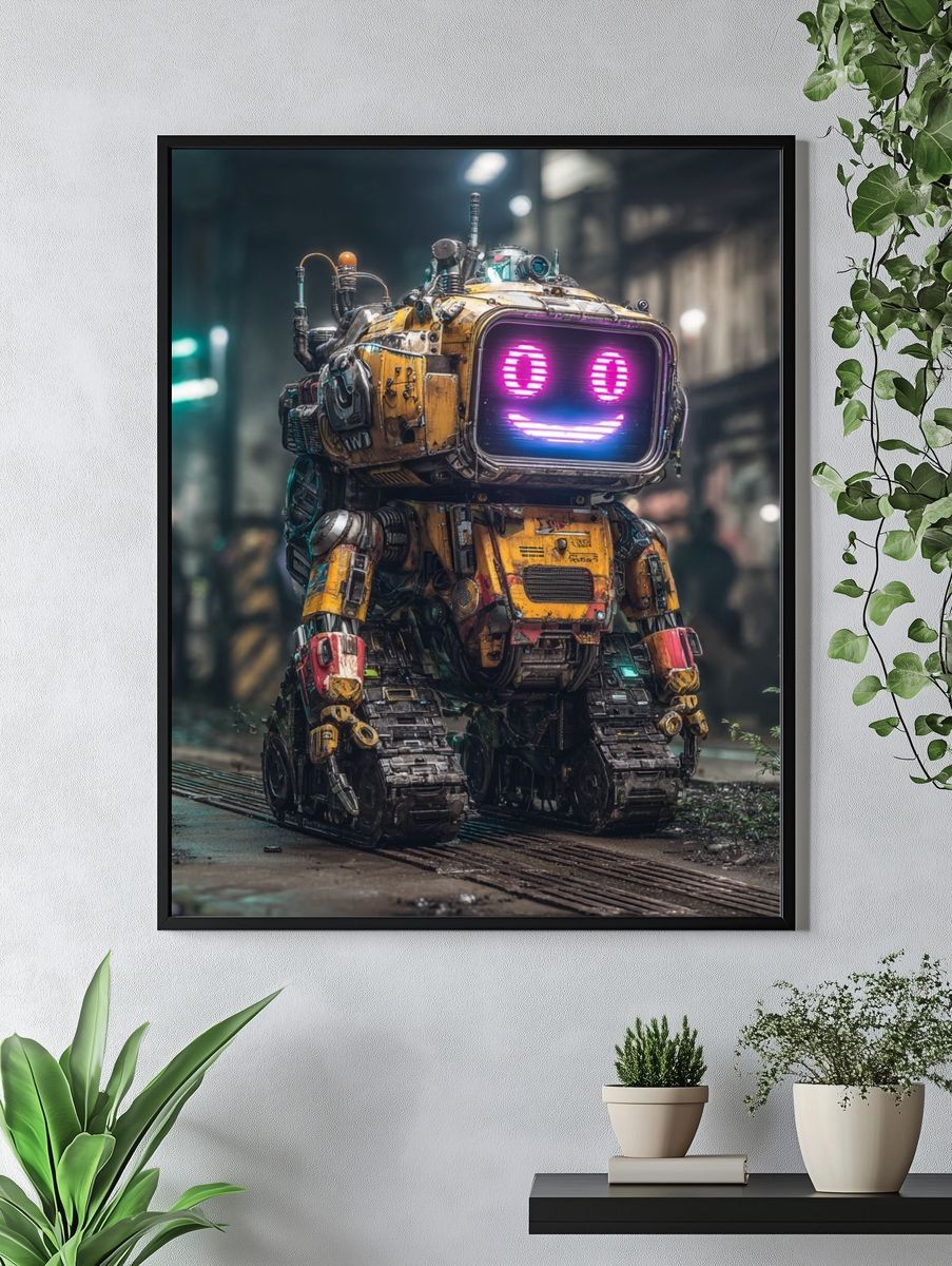 Neon Robot Companion Sci-Fi Poster. — room view 4