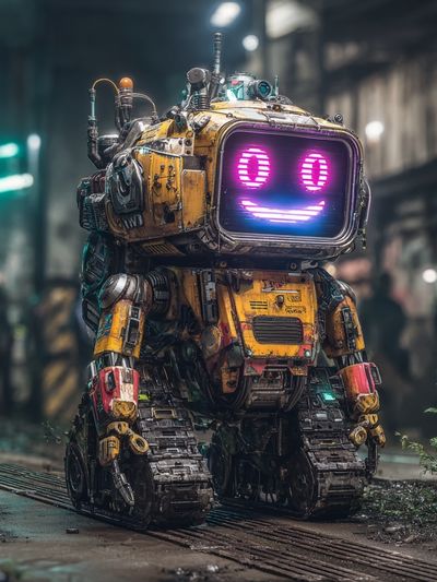 Neon Robot Companion Sci-Fi Poster. poster print