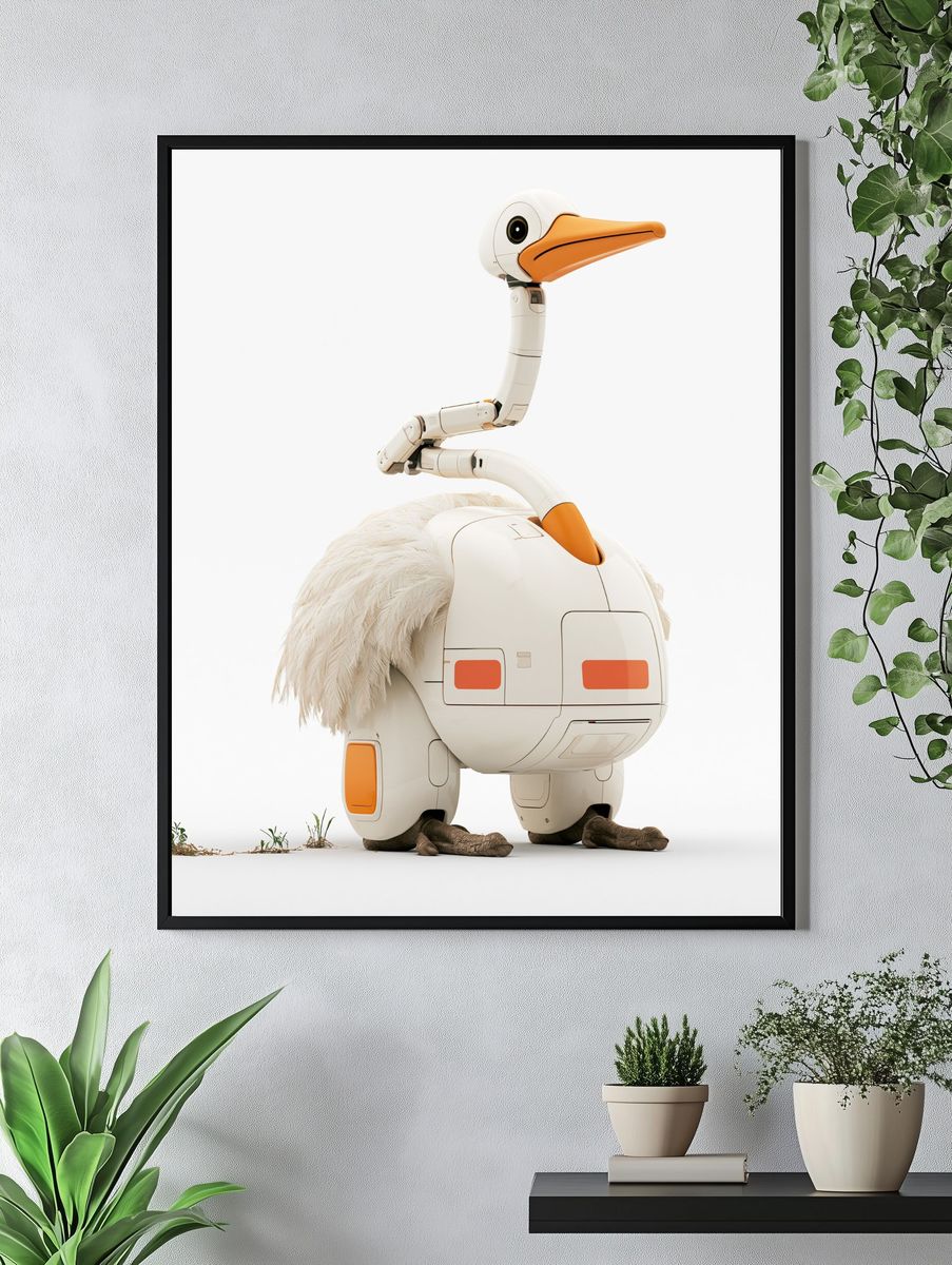 Robot Ostrich Illustration Poster. — room view 4