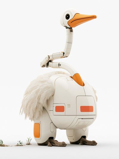 Robot Ostrich Illustration Poster. poster print