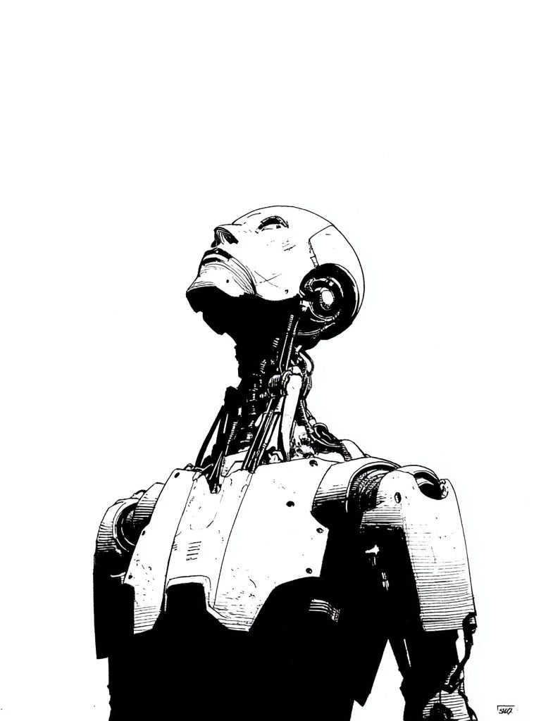Robot Portrait Minimalist Print. poster — illustration art