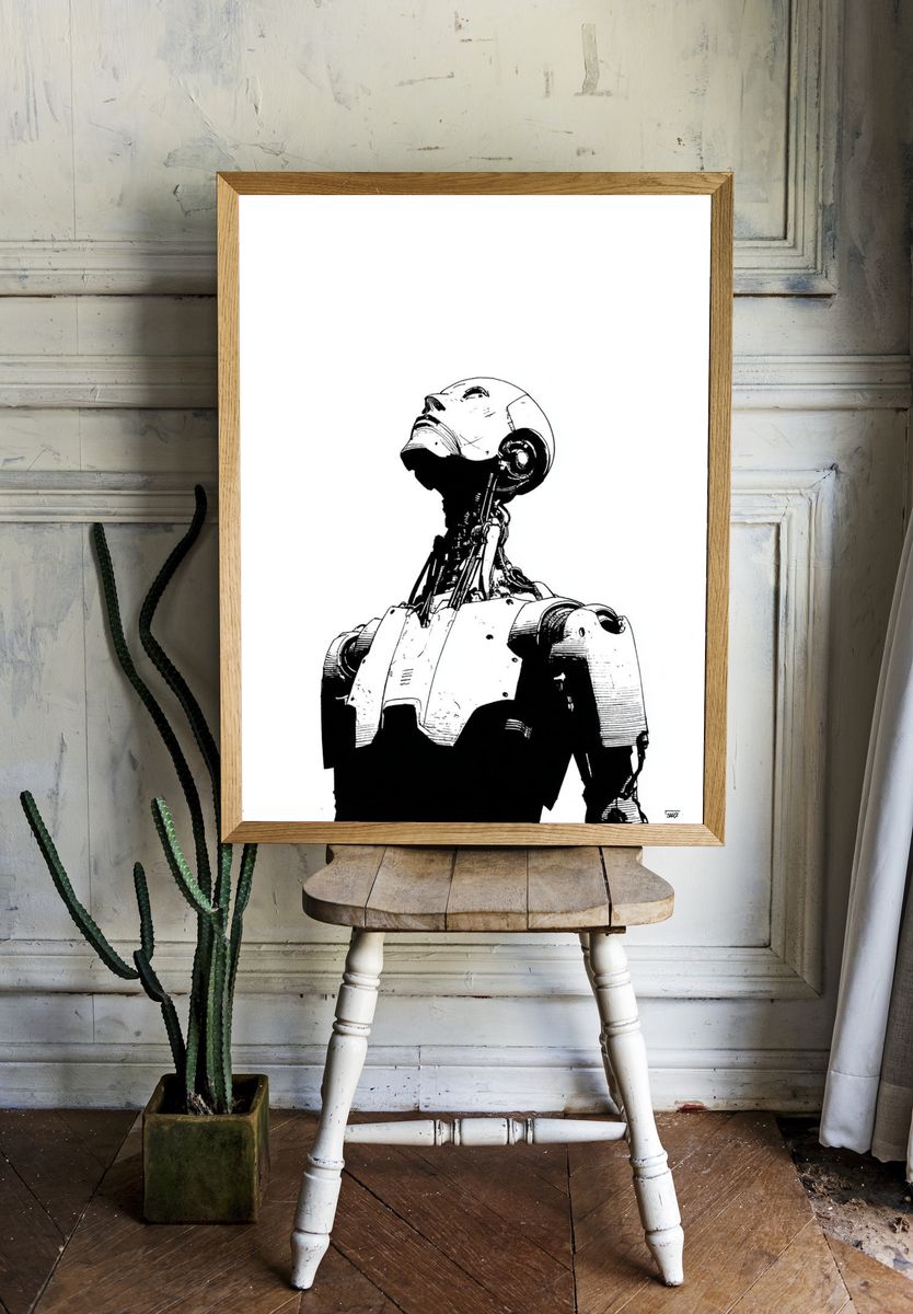 Robot Portrait Minimalist Print. — room view 1