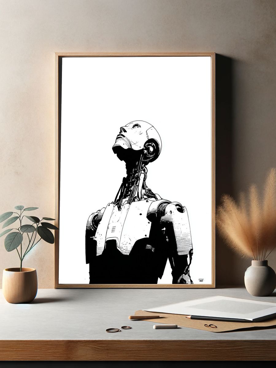 Robot Portrait Minimalist Print. — room view 2
