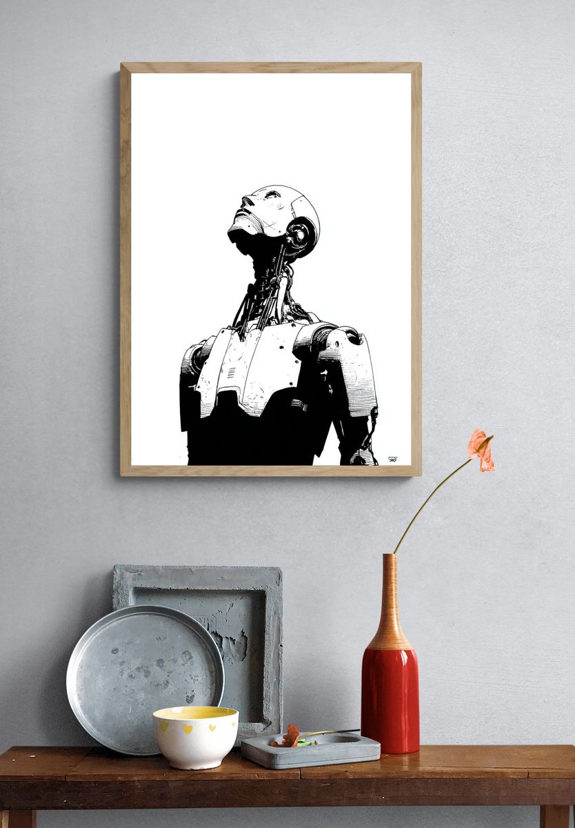 Robot Portrait Minimalist Print. — room view 3