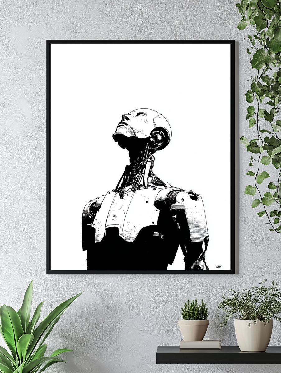 Robot Portrait Minimalist Print. — room view 4