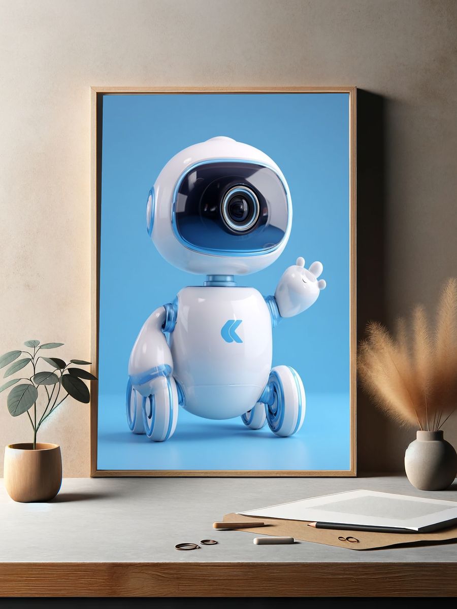 Cute Robot Character Illustration Poster. — room view 2