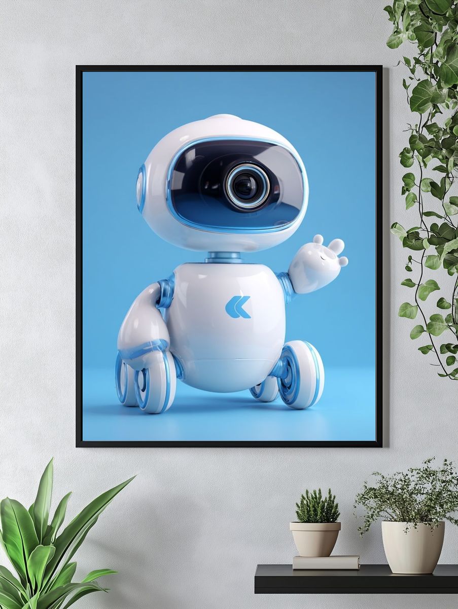 Cute Robot Character Illustration Poster. — room view 4
