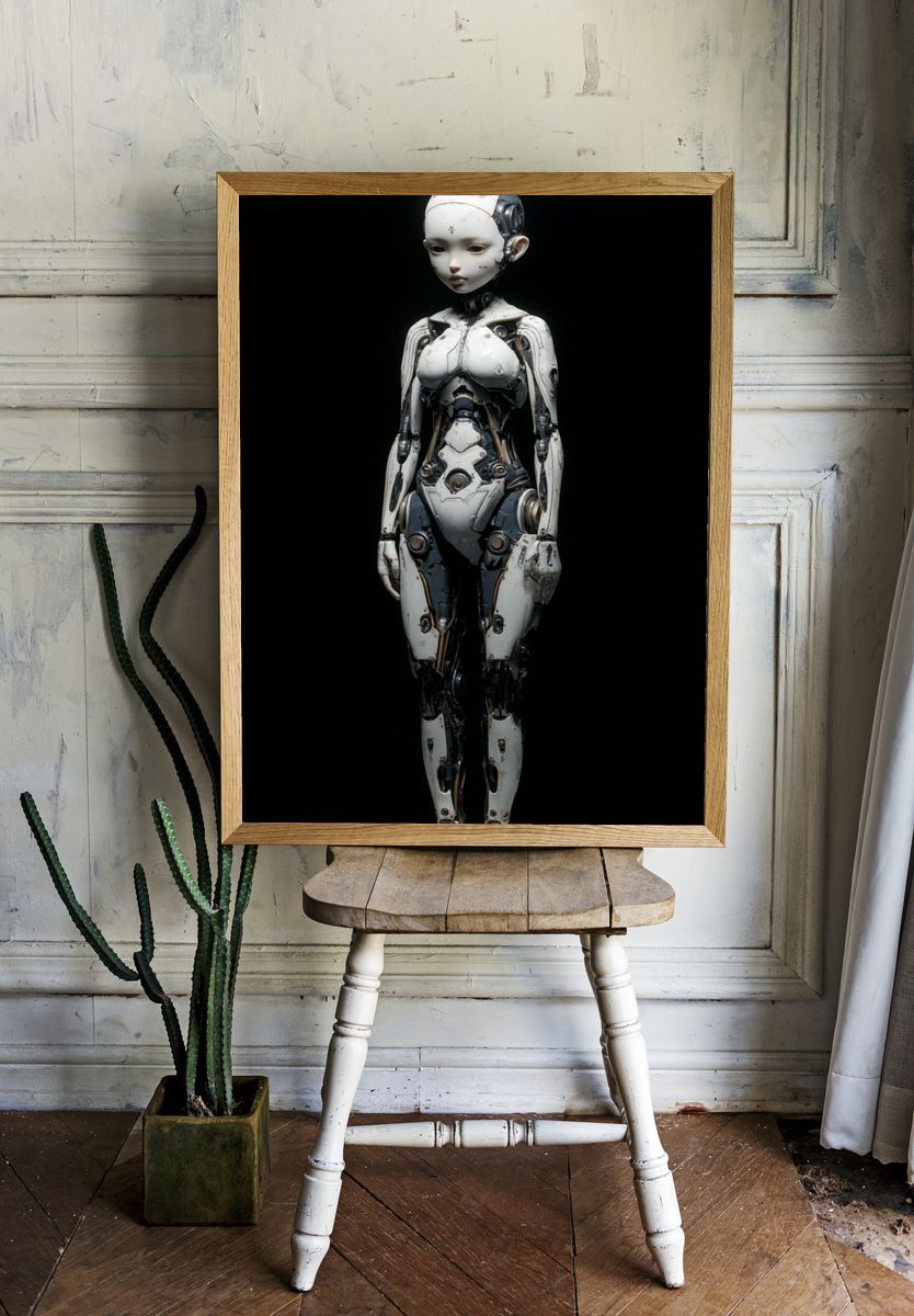 Humanoid Robot Portrait Print. — room view 1