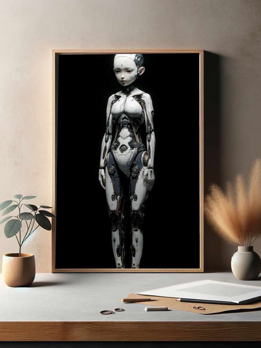 Humanoid Robot Portrait Print. — room view 2