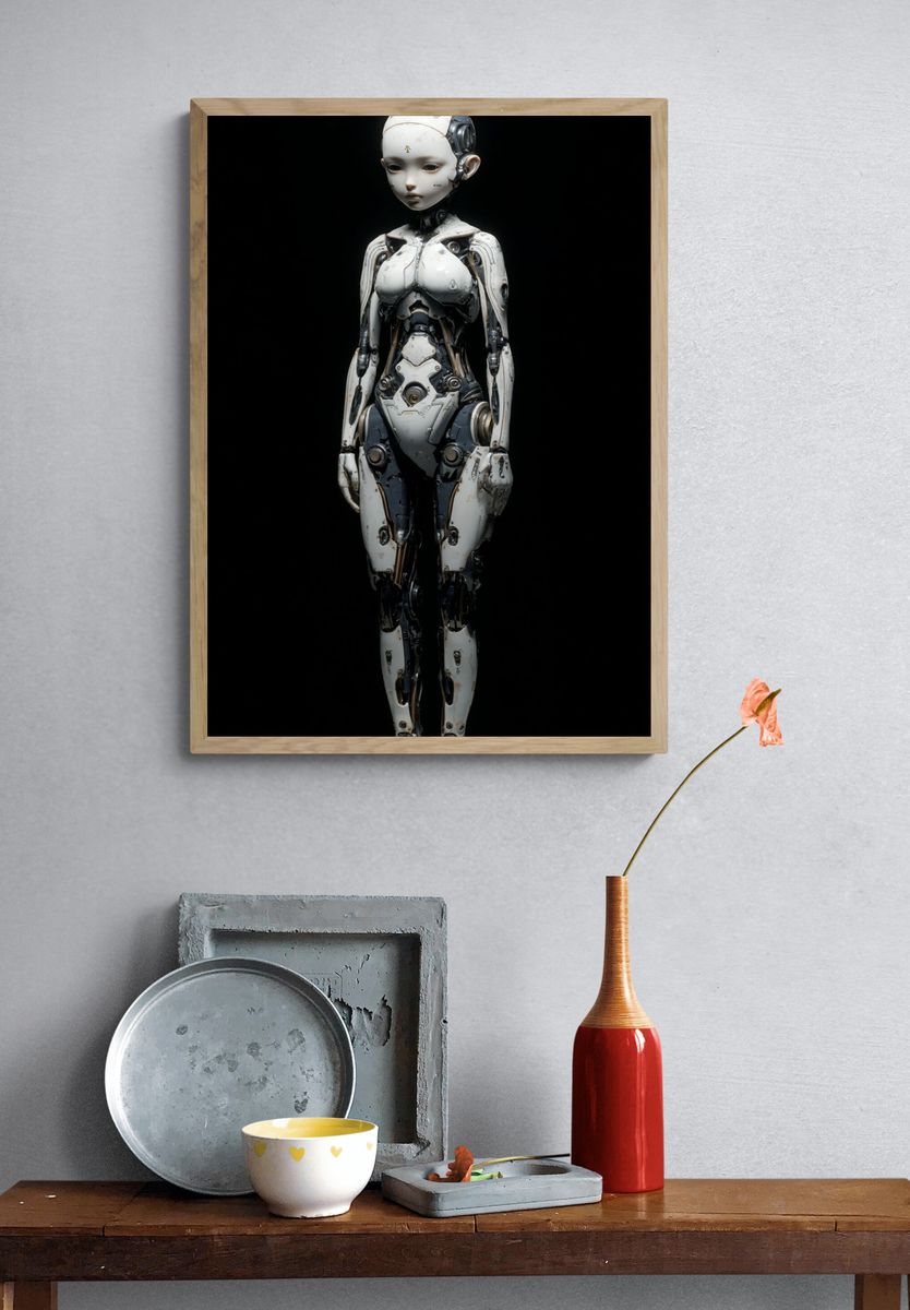 Humanoid Robot Portrait Print. — room view 3