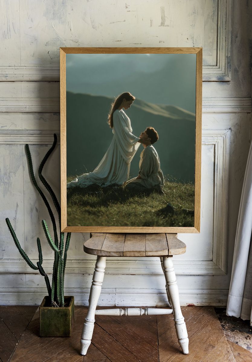 Romantic Meadow Couple Photography Poster. — room view 1
