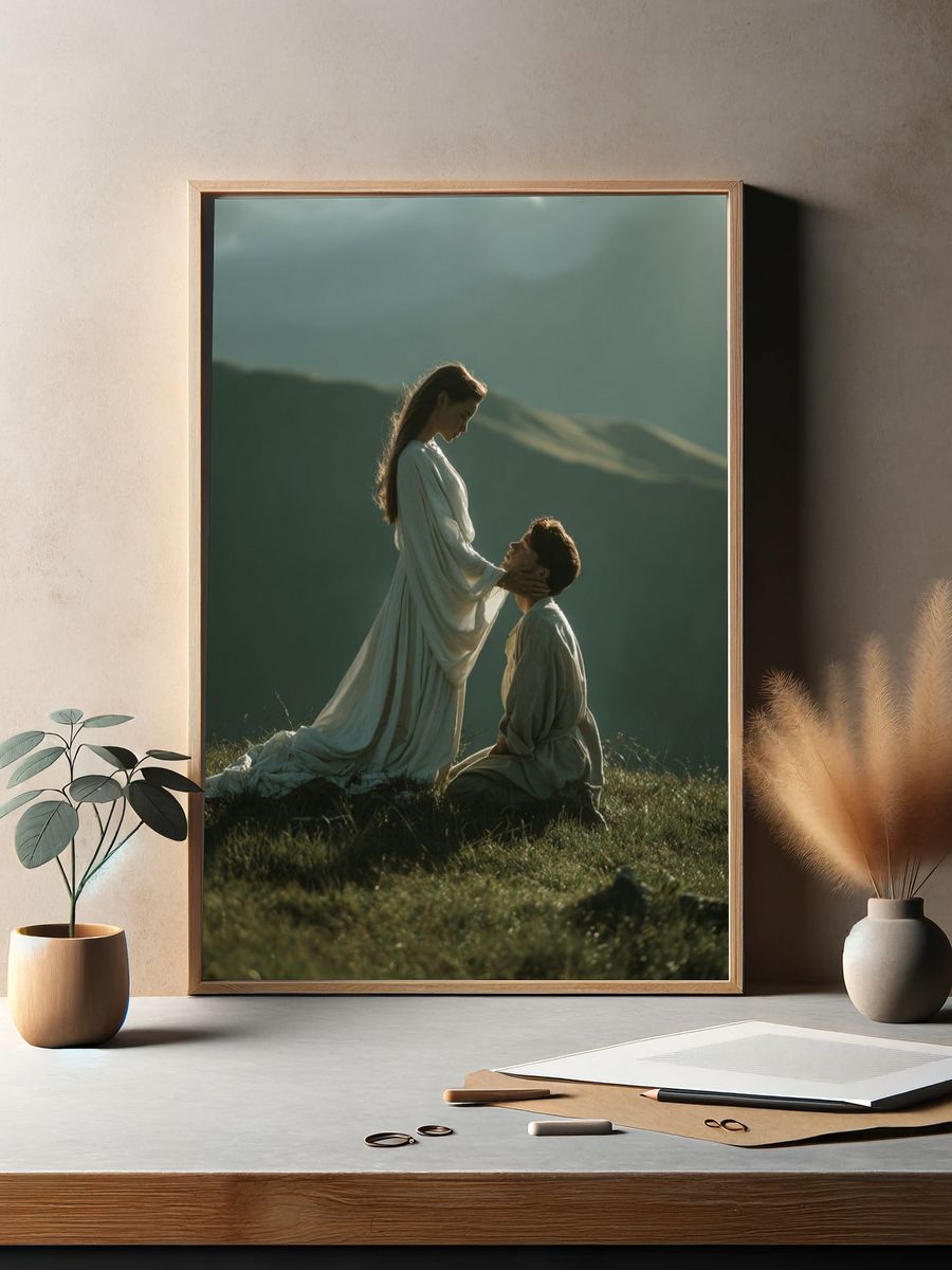 Romantic Meadow Couple Photography Poster. — room view 2