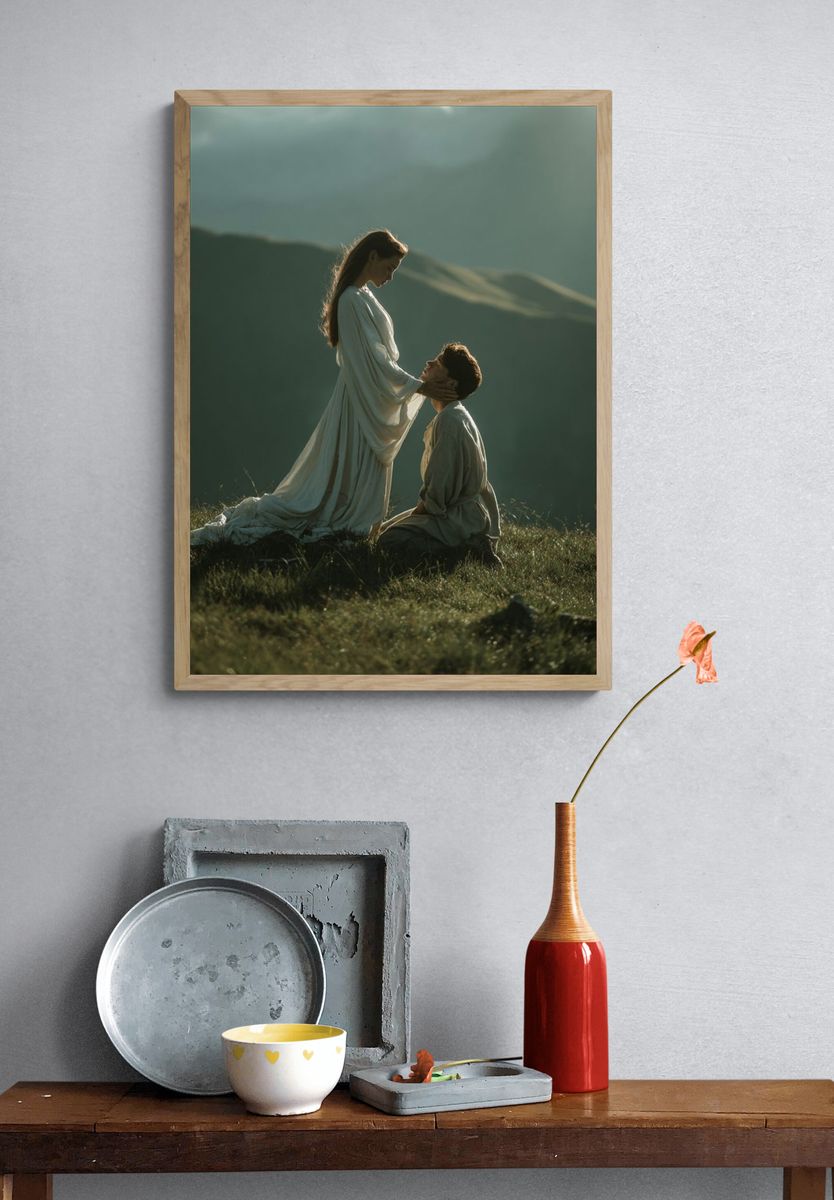 Romantic Meadow Couple Photography Poster. — room view 3