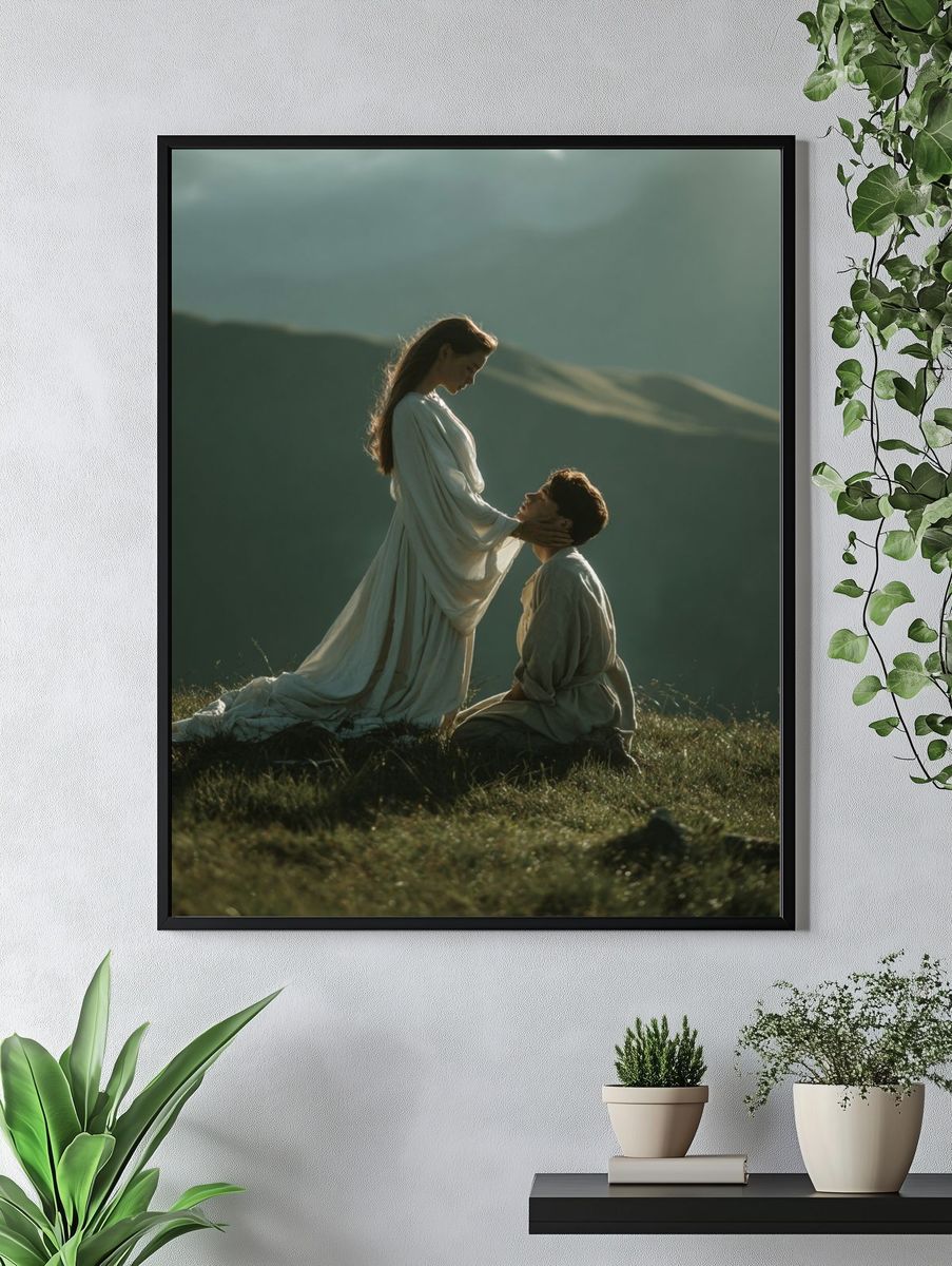 Romantic Meadow Couple Photography Poster. — room view 4