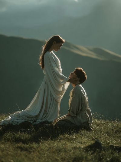 Romantic Meadow Couple Photography Poster. poster print