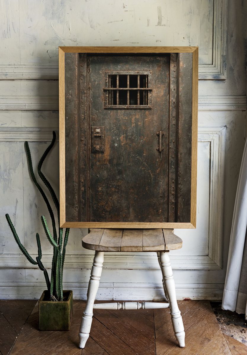 Rusty Prison Door Photography Poster. — room view 1