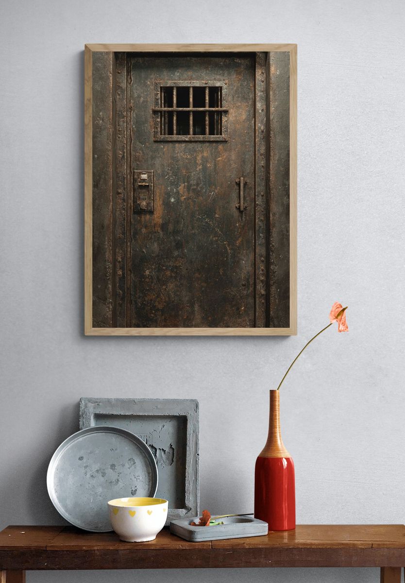 Rusty Prison Door Photography Poster. — room view 3