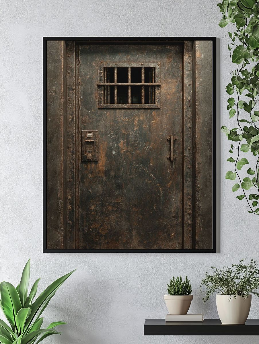 Rusty Prison Door Photography Poster. — room view 4