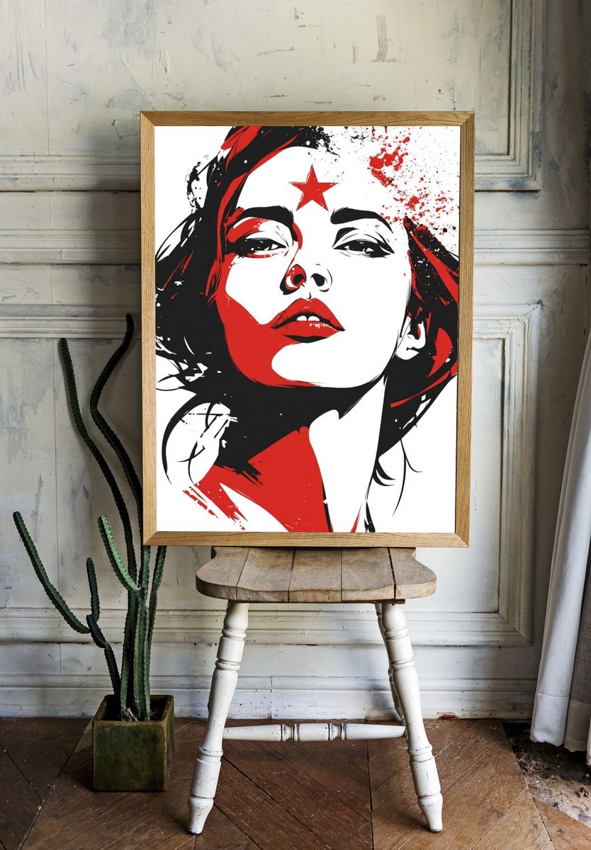 Red Star Woman — Illustration Print. — room view 1