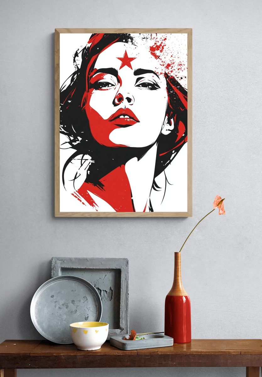 Red Star Woman — Illustration Print. — room view 3
