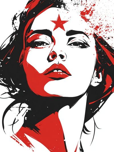 Red Star Woman — Illustration Print. poster print
