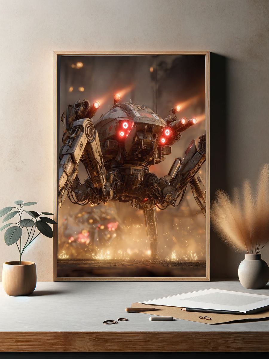 Futuristic Robot Spider — Sci-Fi Print. — room view 2