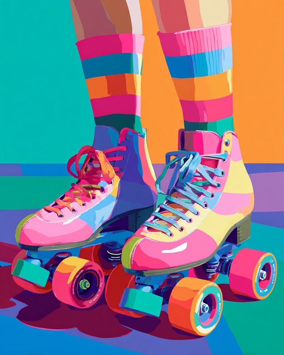 Colorful Roller Skates — Illustration Print. poster detail