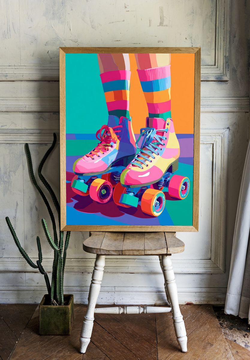 Colorful Roller Skates — Illustration Print. — room view 1