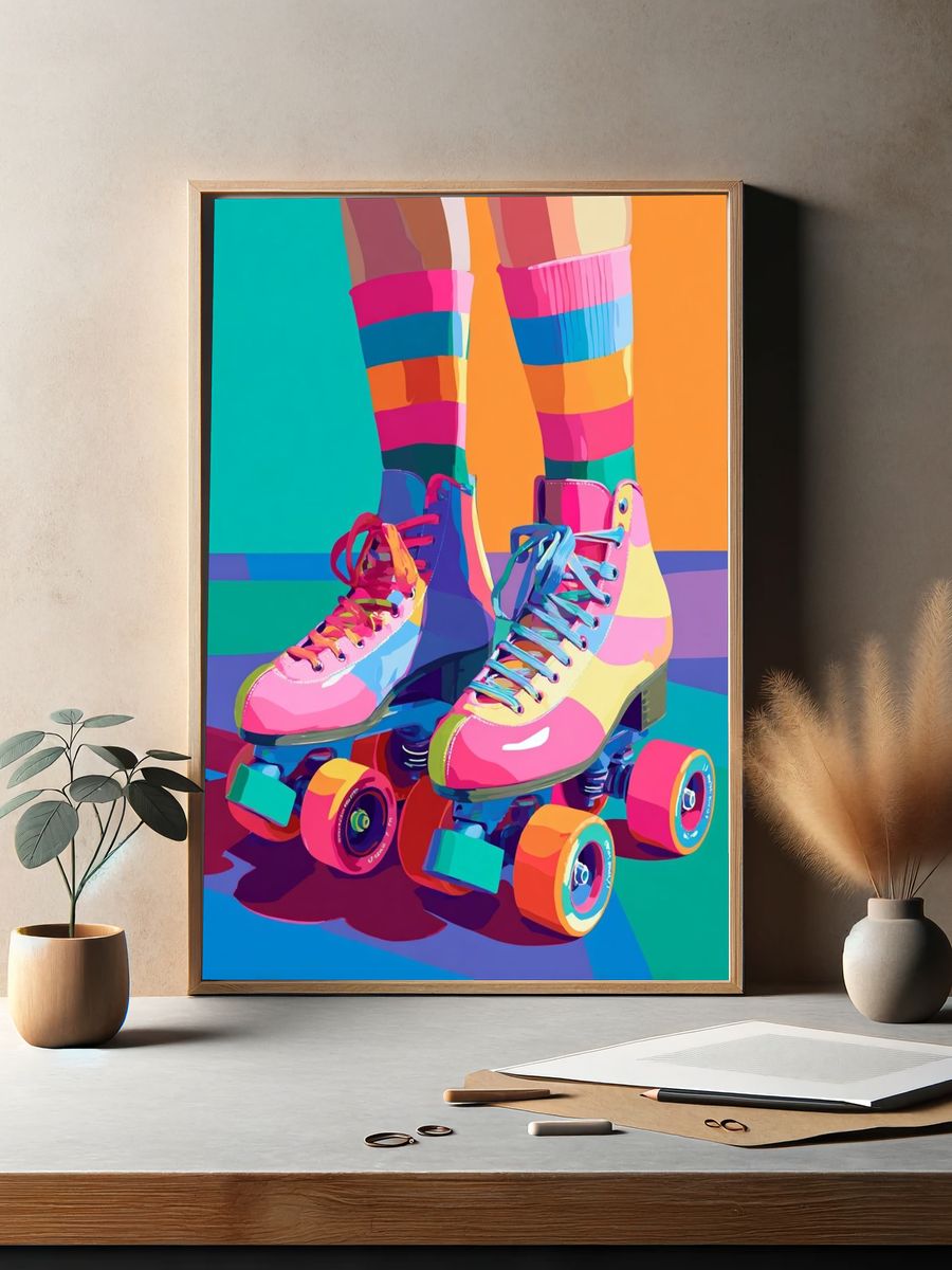Colorful Roller Skates — Illustration Print. — room view 2
