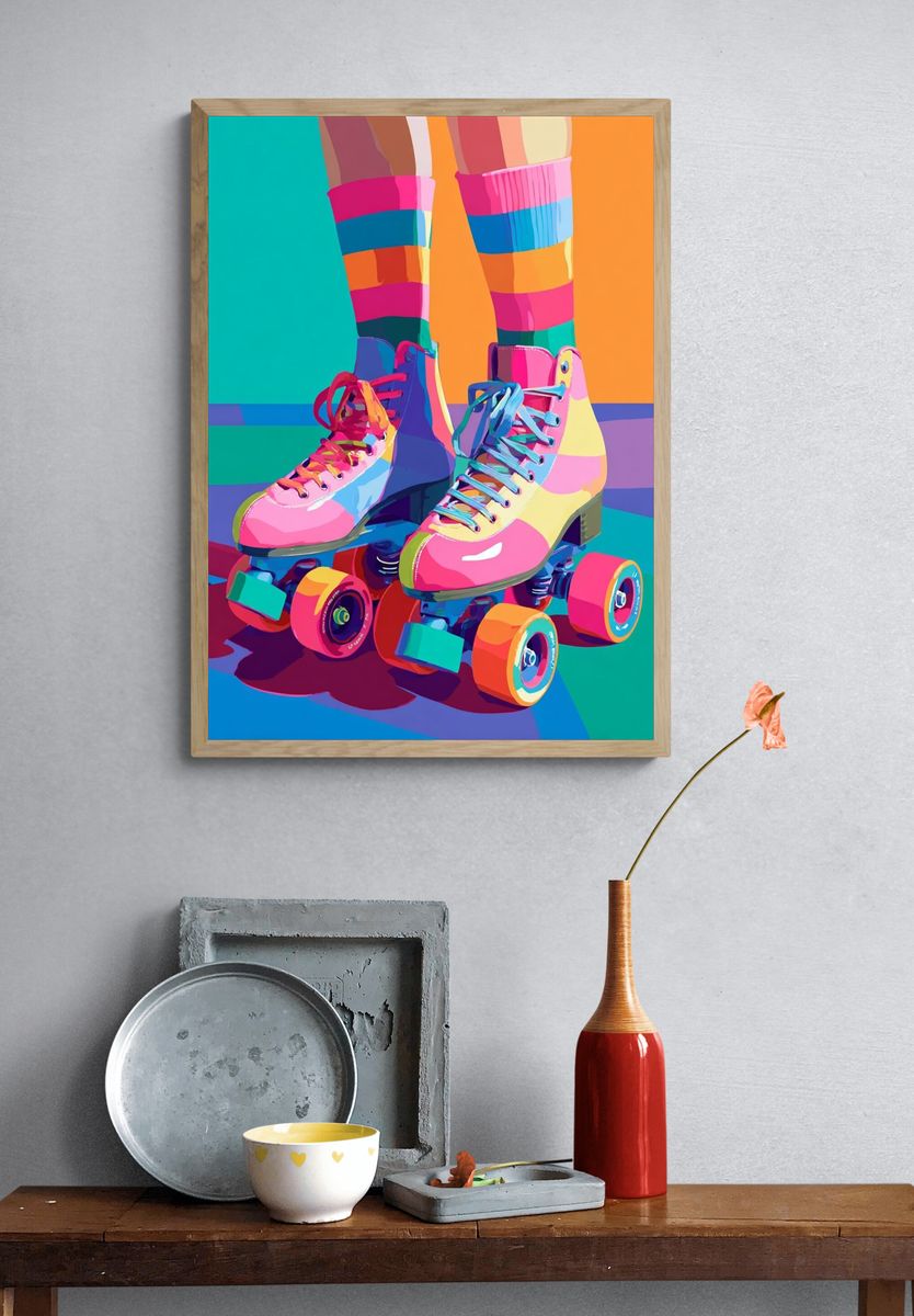 Colorful Roller Skates — Illustration Print. — room view 3