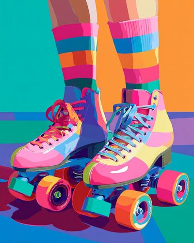 Colorful Roller Skates — Illustration Print. poster
