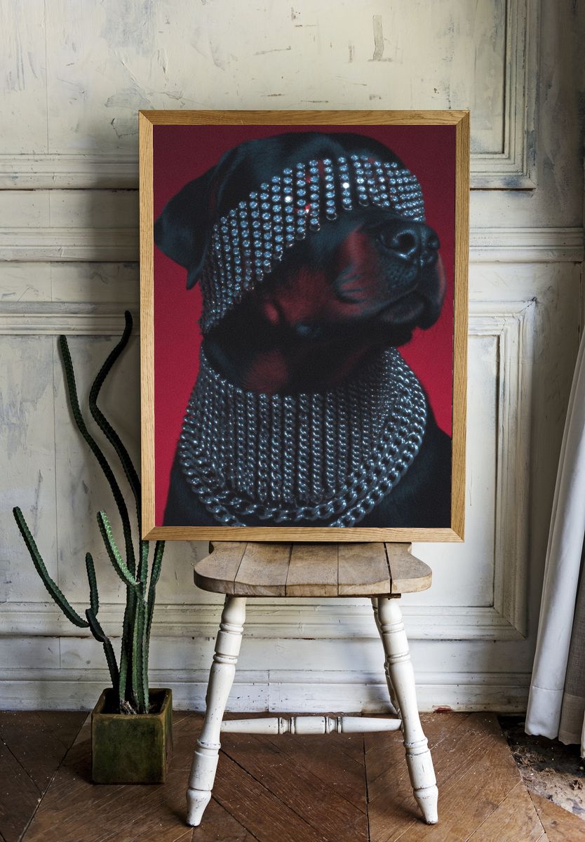 Stylish Rottweiler — Art Print. — room view 1