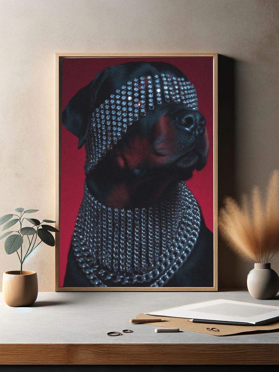 Stylish Rottweiler — Art Print. — room view 2