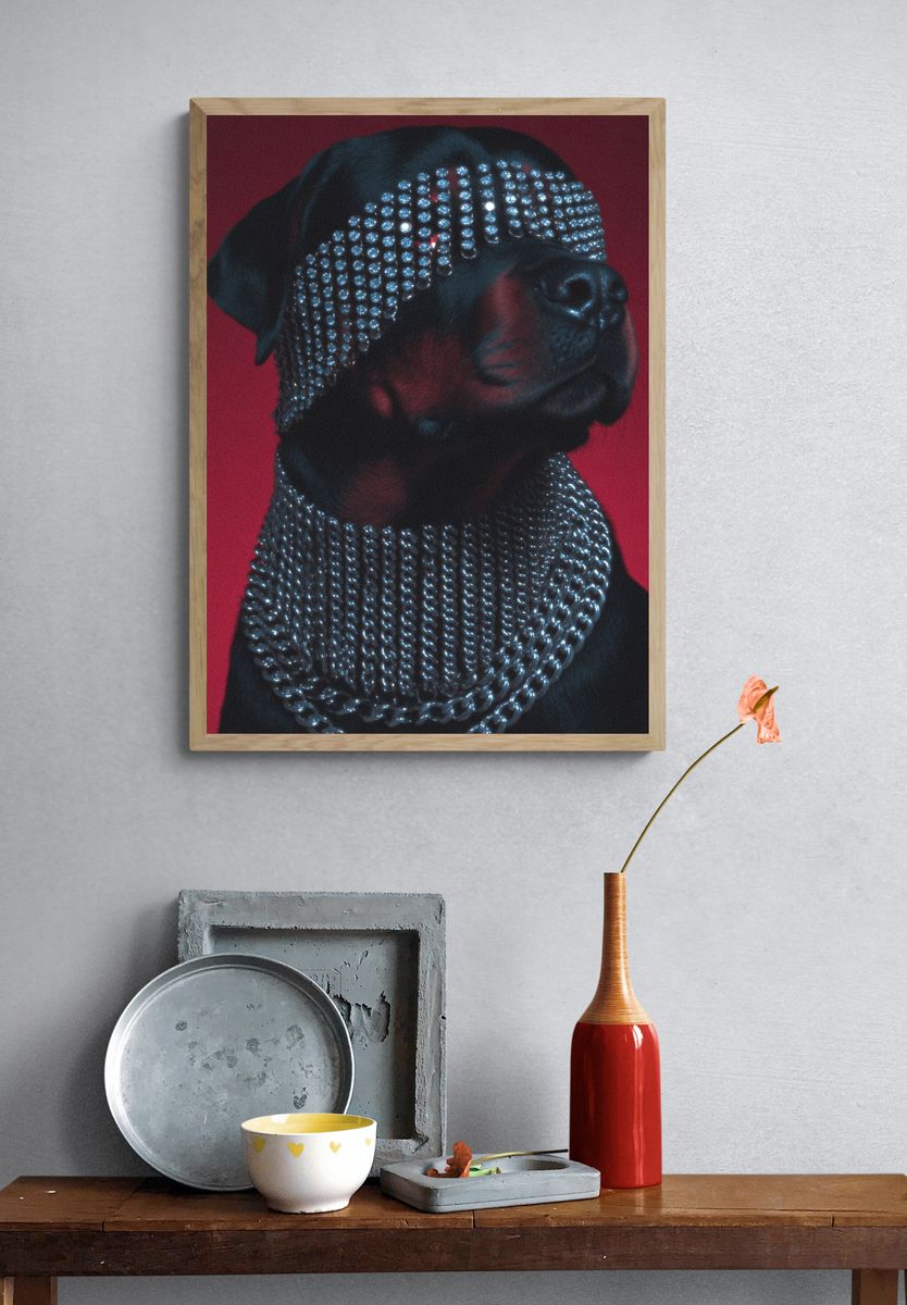 Stylish Rottweiler — Art Print. — room view 3