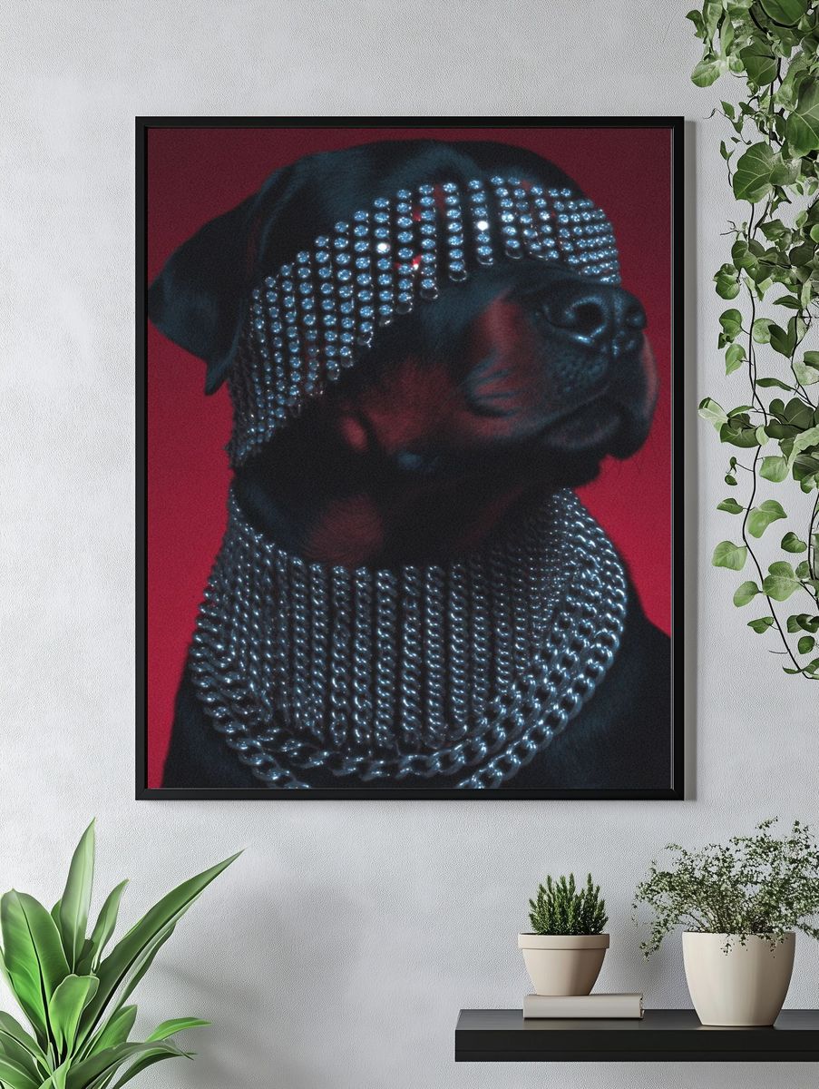 Stylish Rottweiler — Art Print. — room view 4