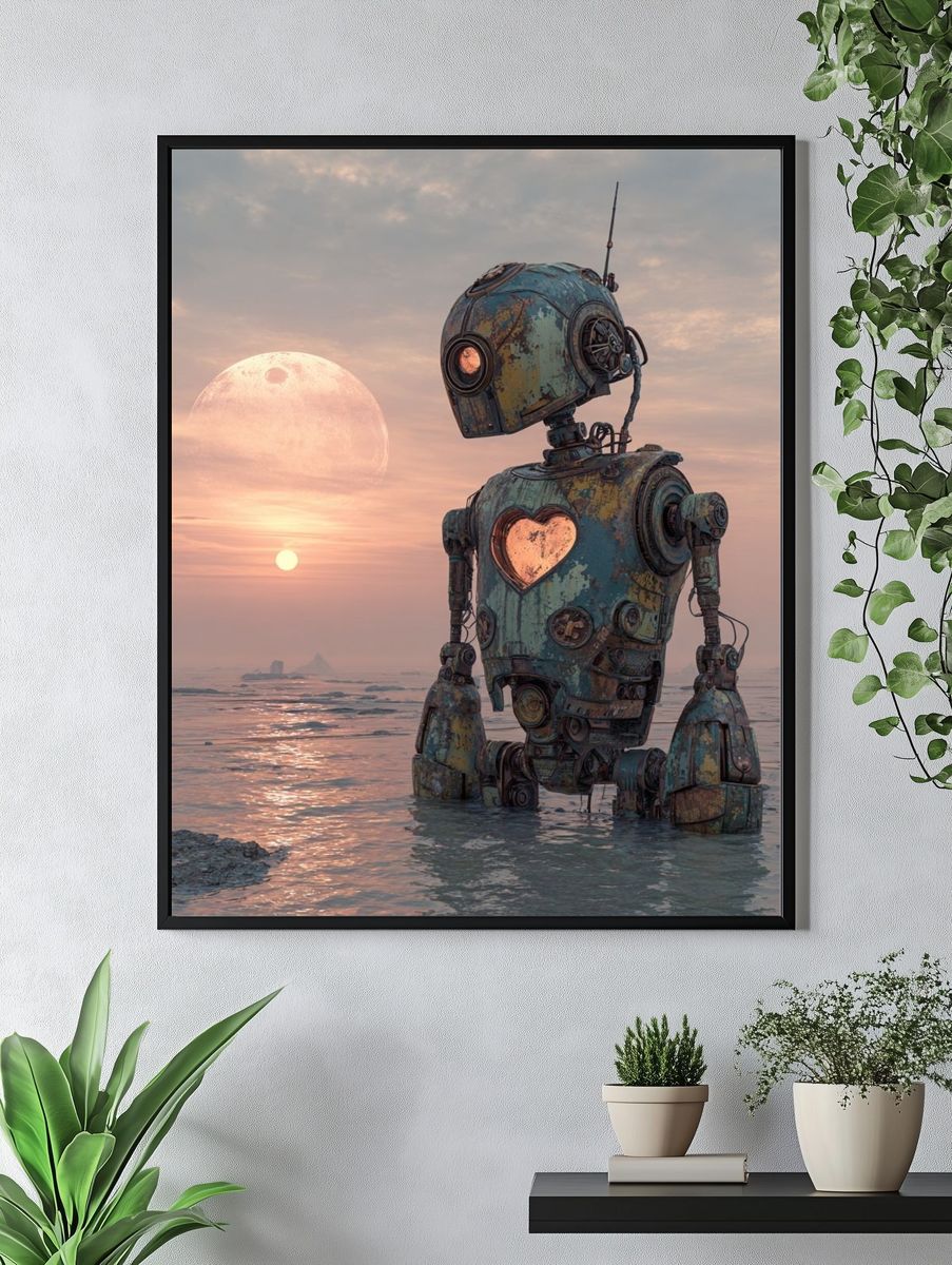 Robot with Heart — Surrealism Print. — room view 4