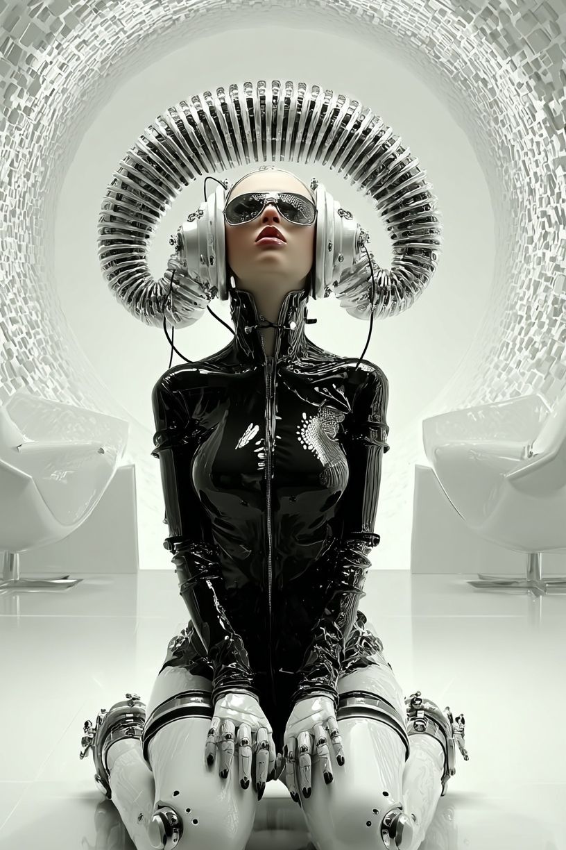 Futuristic Robot Woman — Digital Art Print. poster — illustration art