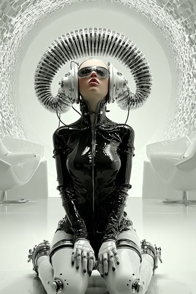 Futuristic Robot Woman — Digital Art Print. poster