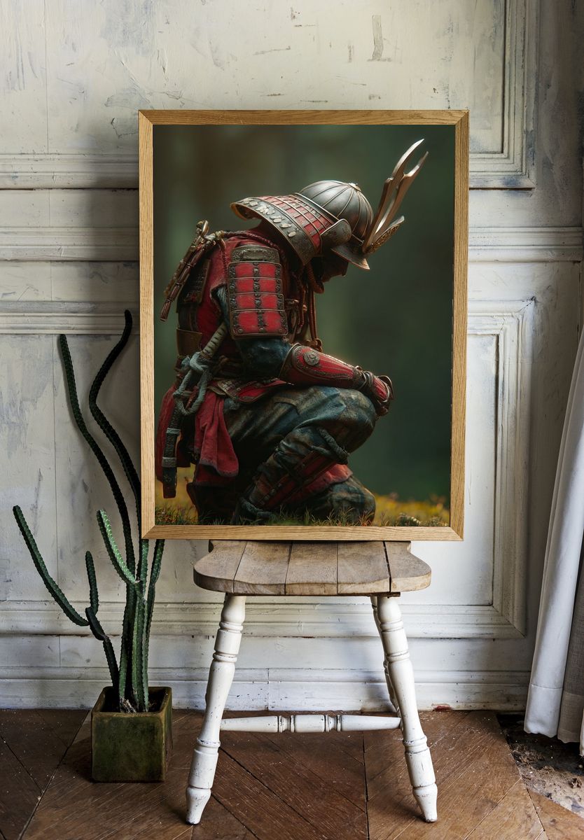 Samurai Warrior Fantasy Illustration Poster. — room view 1