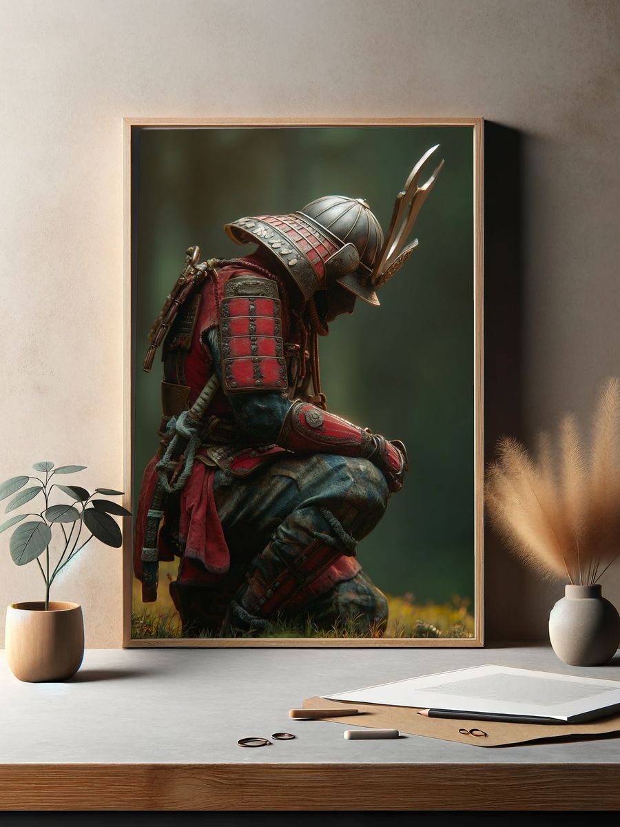 Samurai Warrior Fantasy Illustration Poster. — room view 2