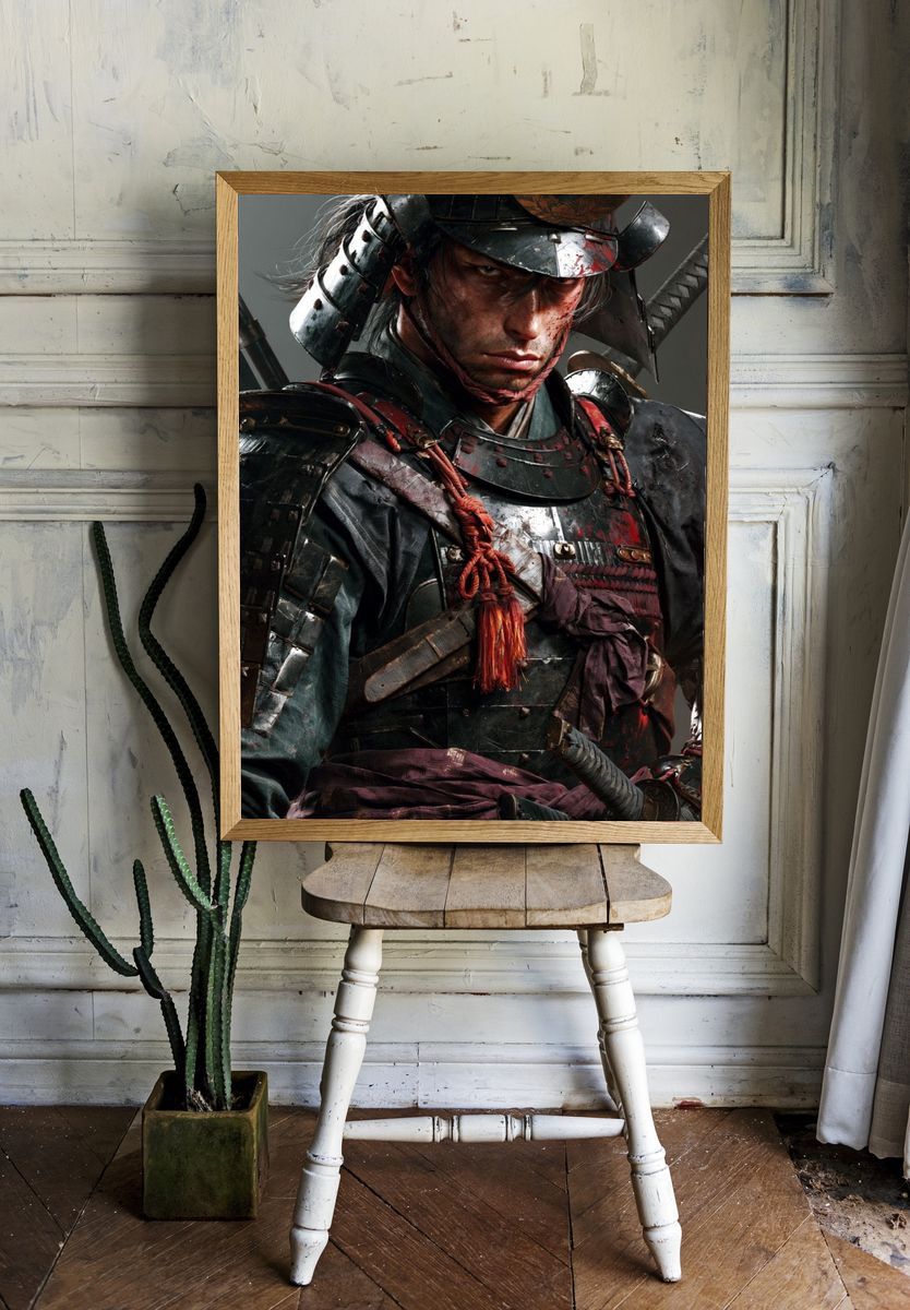 Samurai Warrior Portrait Print. — room view 1