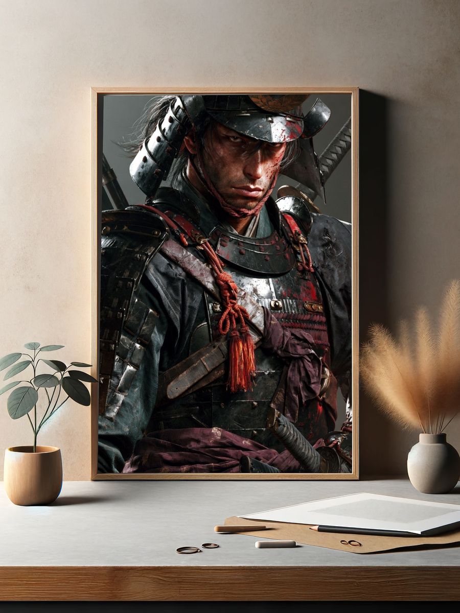 Samurai Warrior Portrait Print. — room view 2
