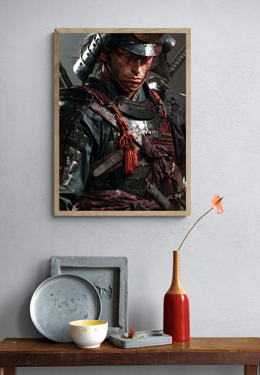 Samurai Warrior Portrait Print. — room view 3