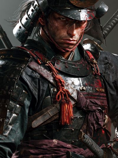 Samurai Warrior Portrait Print. poster
