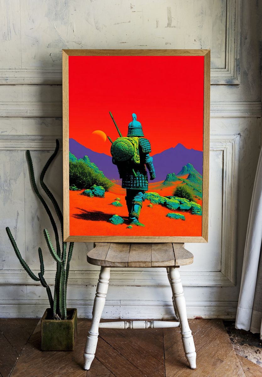 Samurai Desert Retro Print. — room view 1